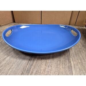 Longaberger Cornflower Pottery Large Blue Swoop Serving Platter Plate 15"